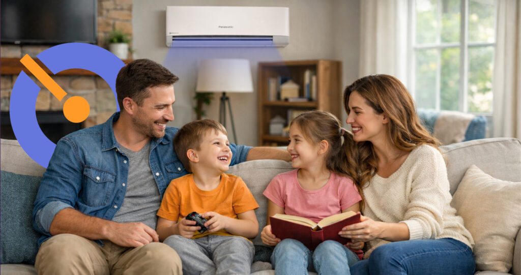 Family with Breezi air conditioning installed